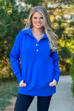 Willa Weekend Getaway Soft Long Pullover : Royal Blue