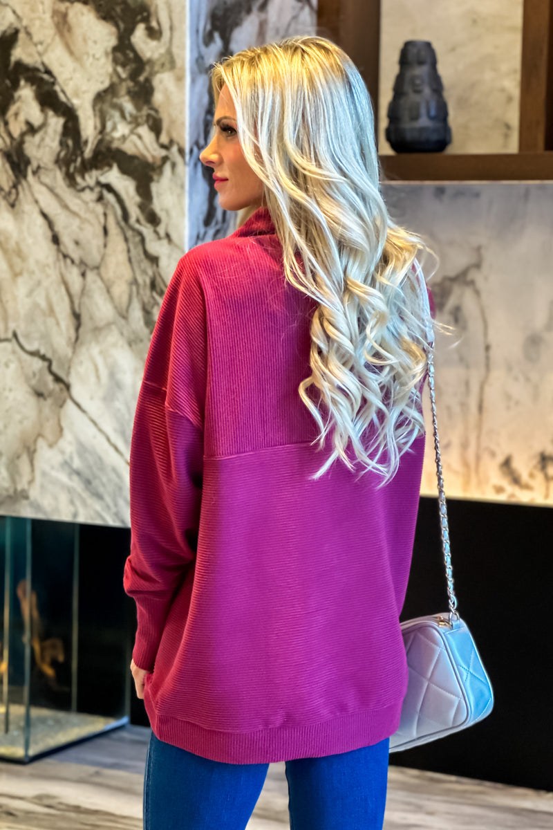 Tribal Annelle Funnel Neck Tunic : Wine