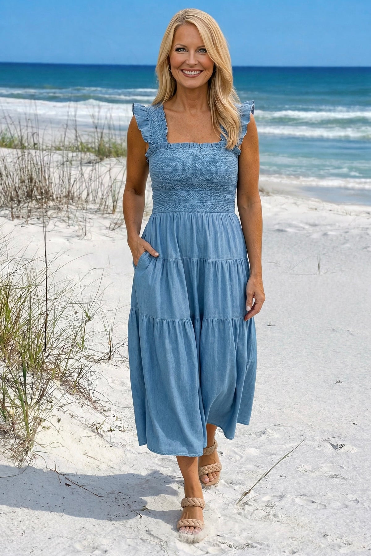 Hadlee Sleeveless Dress : Light Denim