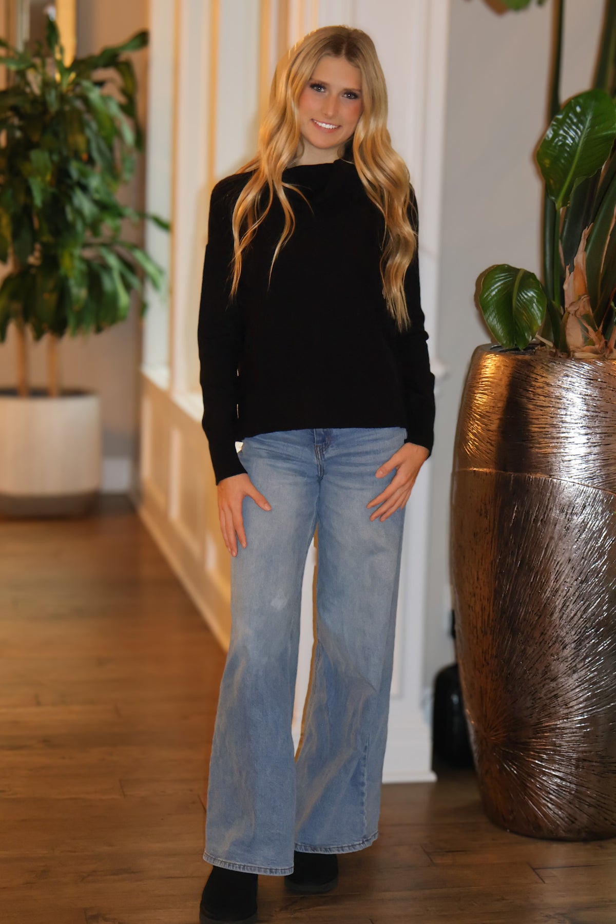 Charlie B Alohi Cowl Neck Sweater : Black