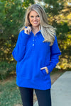 Willa Weekend Getaway Soft Long Pullover : Royal Blue