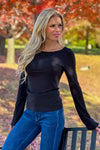 Aracella Fine Ribbed Top : Black