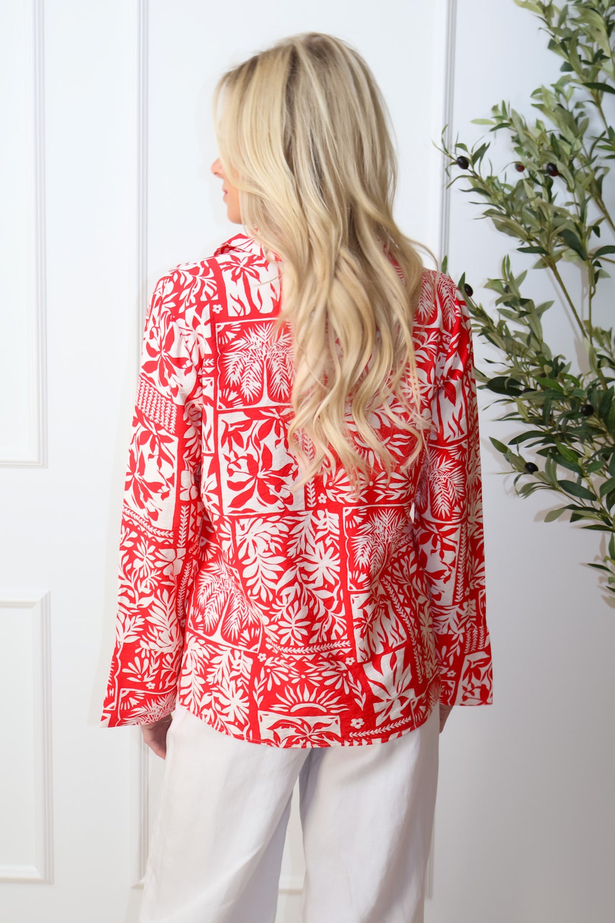 Tribal Angelina Long Sleeve Tie Front Blouse : Sangria