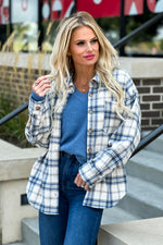 Mountain Hikes Plaid Shacket : Natural/Blue