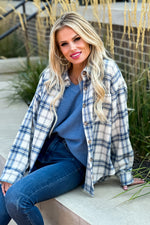 Mountain Hikes Plaid Shacket : Natural/Blue