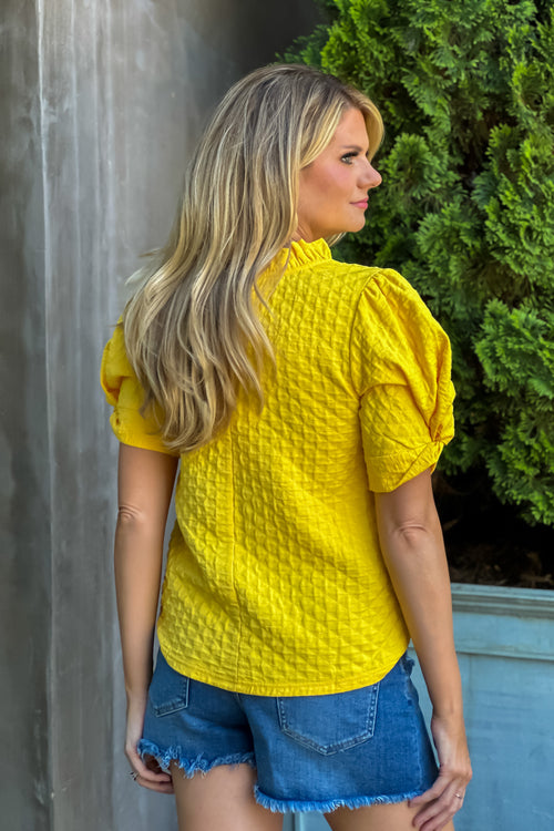 Sonya Quilted Pattern Top : Mustard