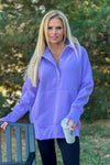 Willa Weekend Getaway Soft Long Pullover : Lavender