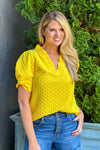 Sonya Quilted Pattern Top : Mustard