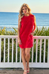 Amryn Embroidered Print Dress : Red