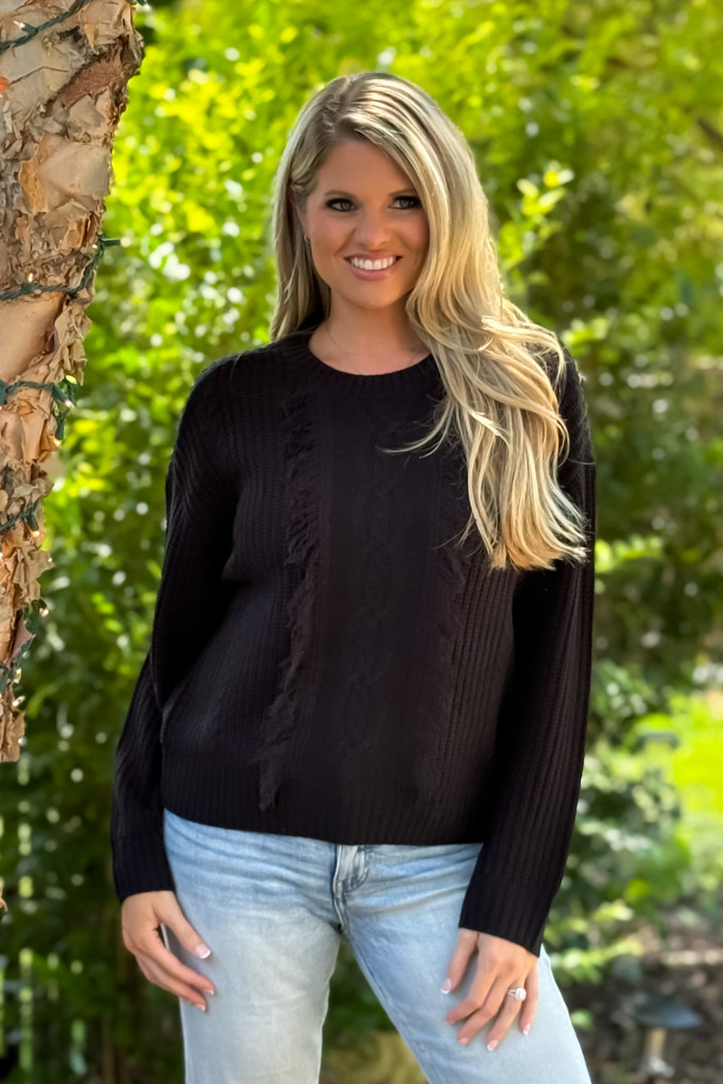 Liverpool Pippa Mock Neck Sweater w/ Fringe