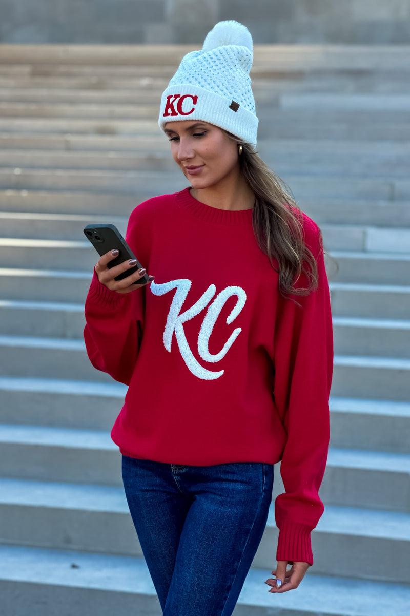 Verity Puff KC Sweater : Red