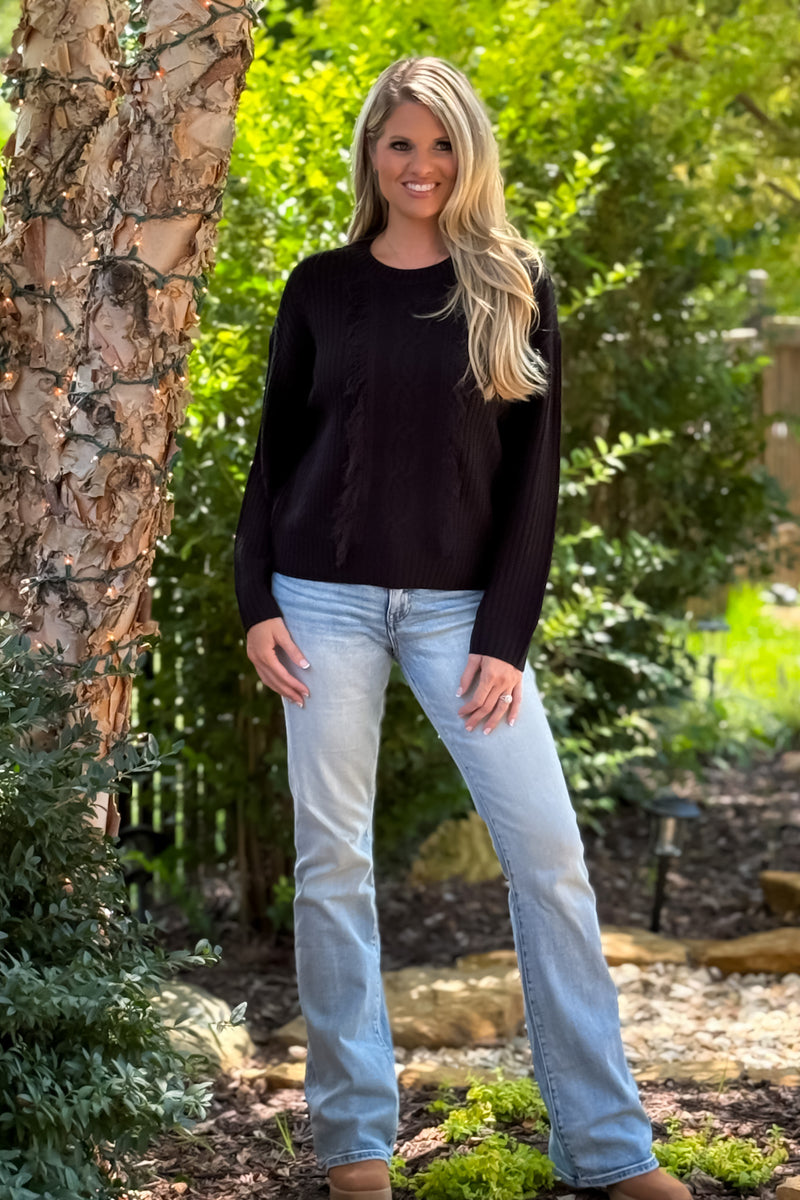 Liverpool Pippa Mock Neck Sweater w/ Fringe