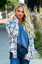Mountain Hikes Plaid Shacket : Natural/Blue