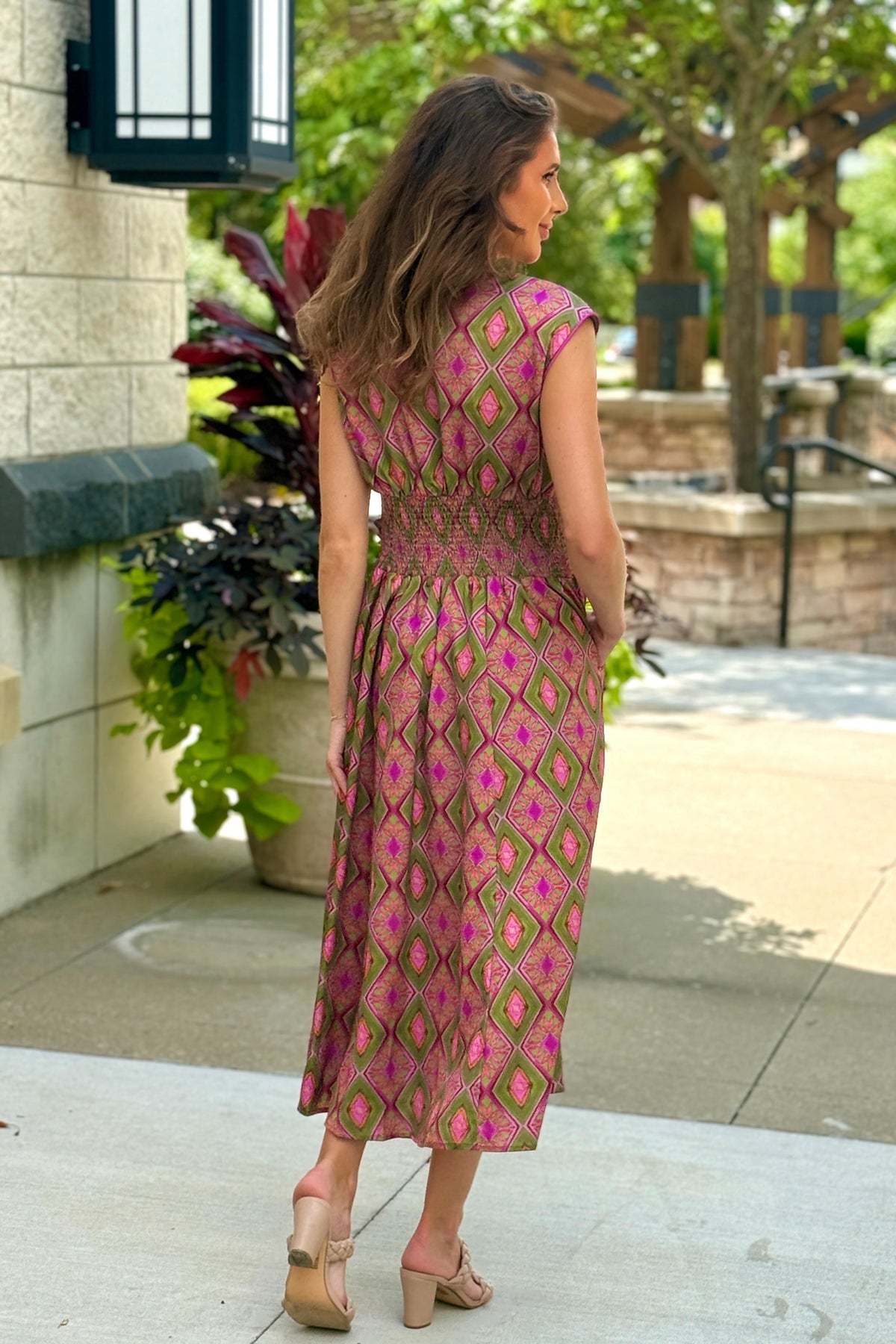 Livyan Zip Front Sleeveless Dress : Olive