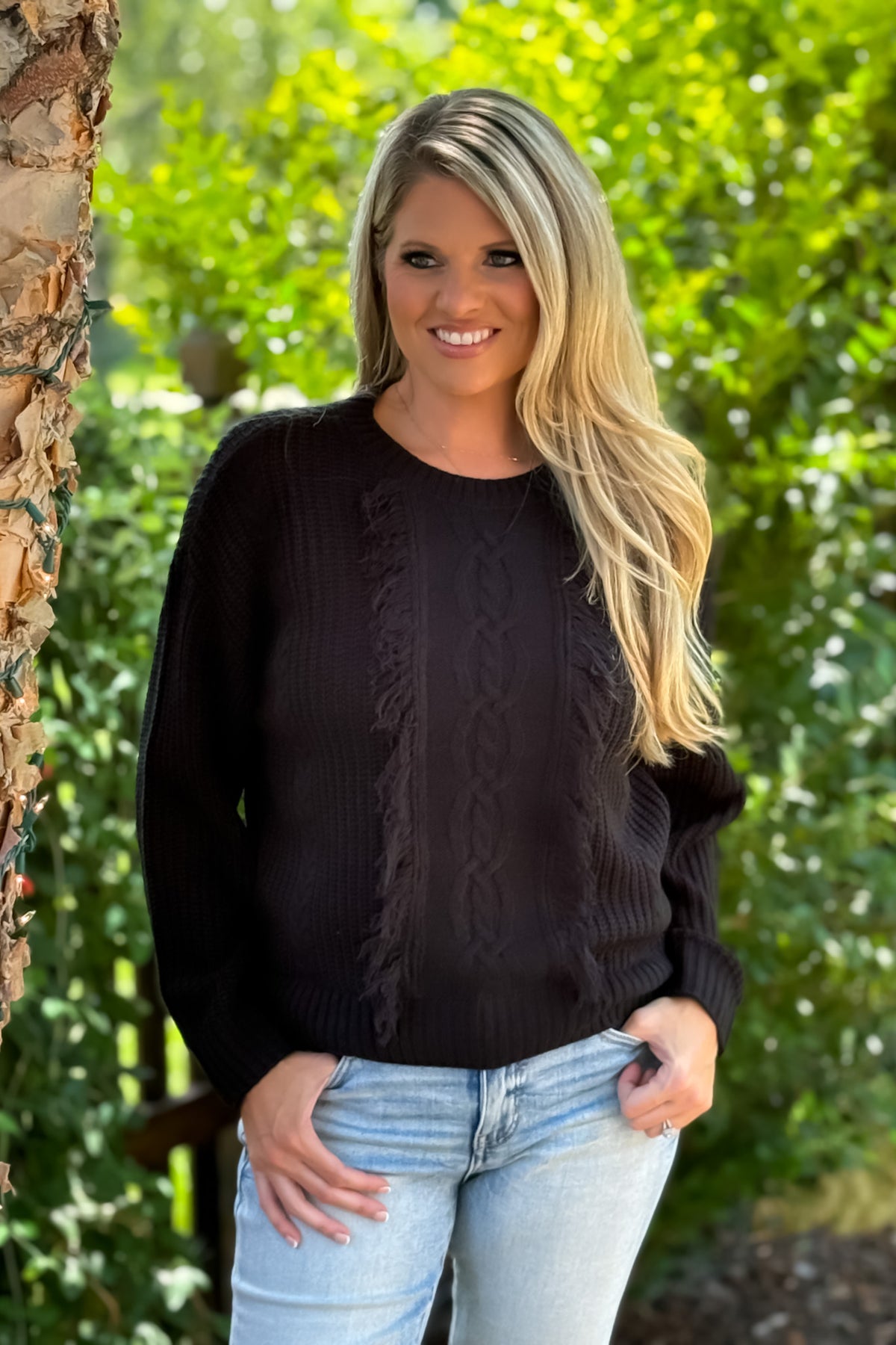 Liverpool Pippa Mock Neck Sweater w/ Fringe