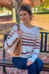 Cheyenne Striped Knitted Top : Rust/Brown