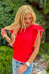 Alisa Knitted Sweater Top : Red