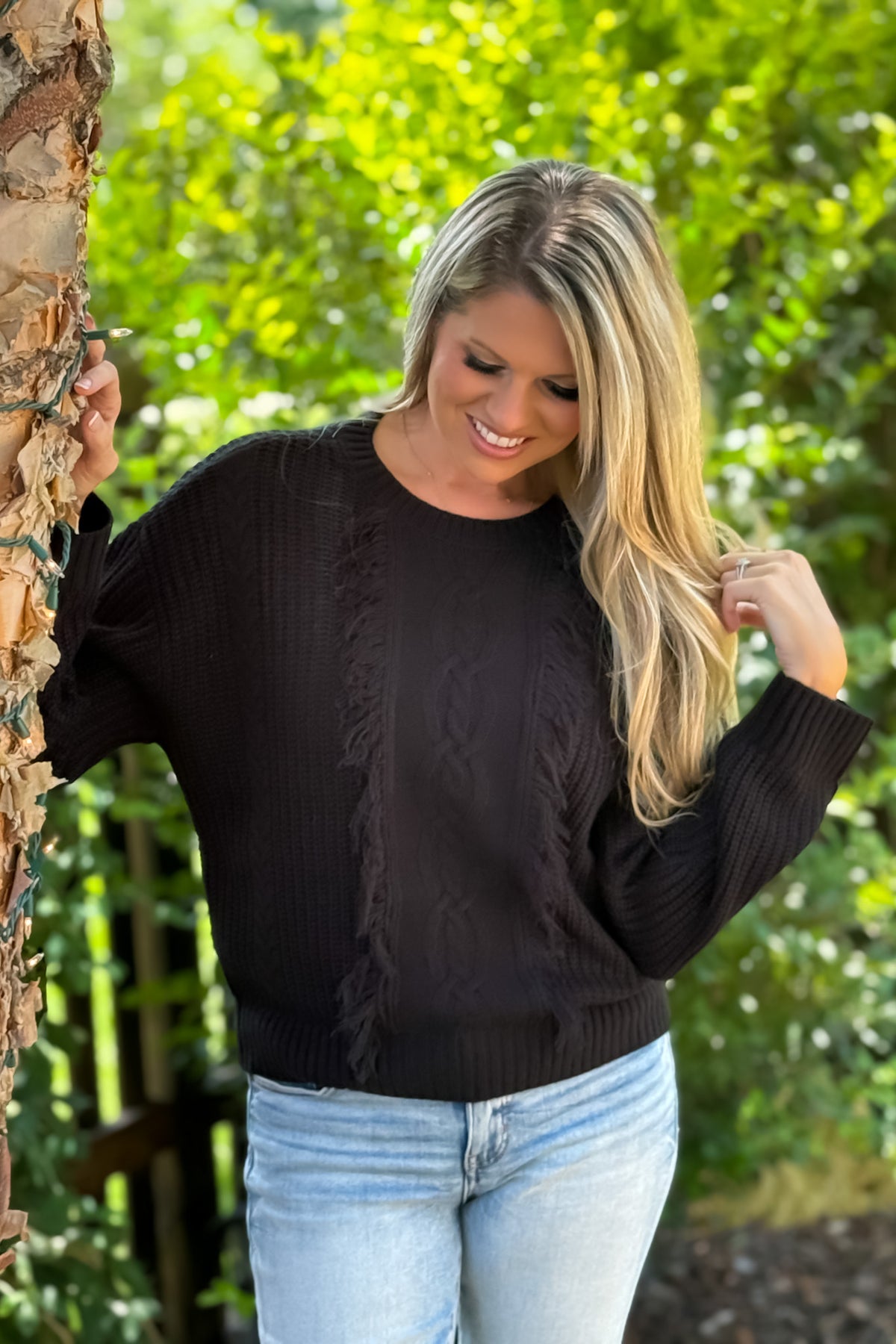 Liverpool Pippa Mock Neck Sweater w/ Fringe