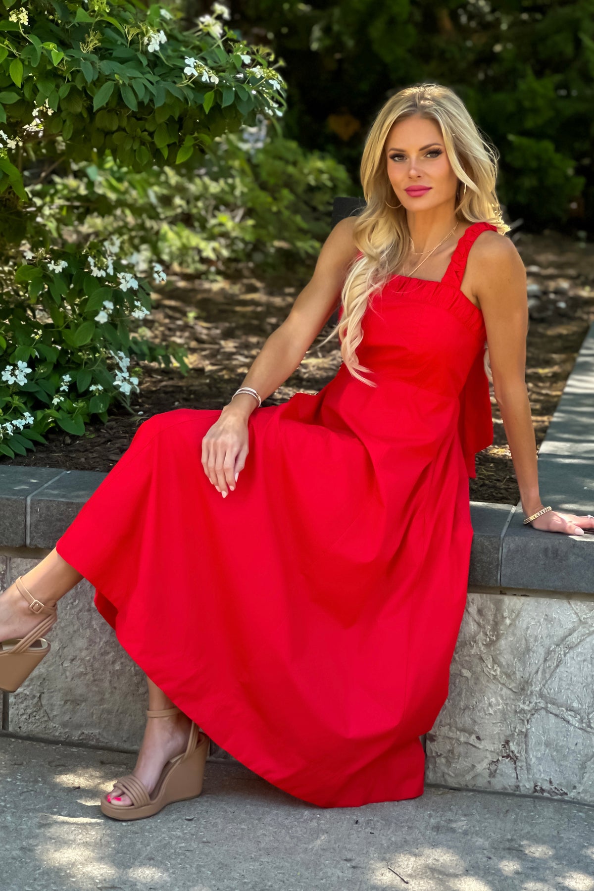 Sima Banded Top Maxi Dress : Red