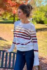 Cheyenne Striped Knitted Top : Rust/Brown