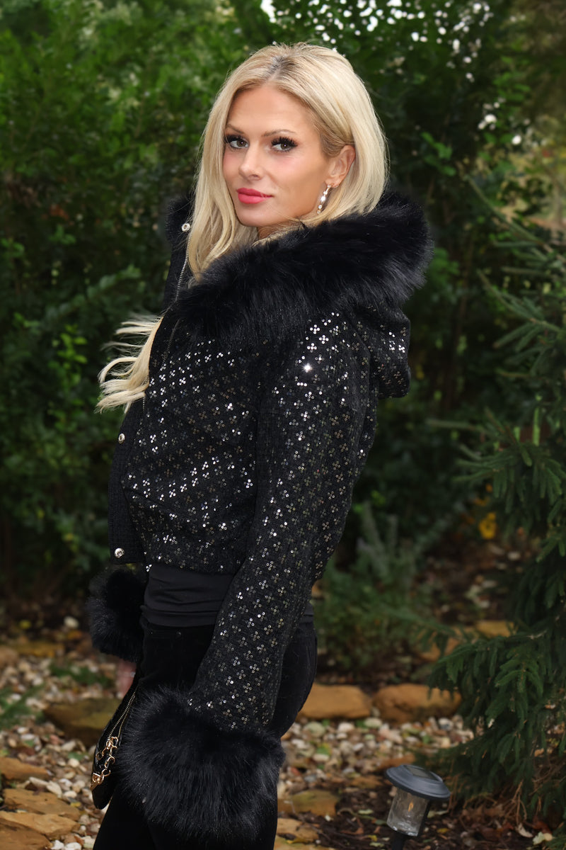 Contessa Sequin Jacket : Black