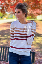 Cheyenne Striped Knitted Top : Rust/Brown