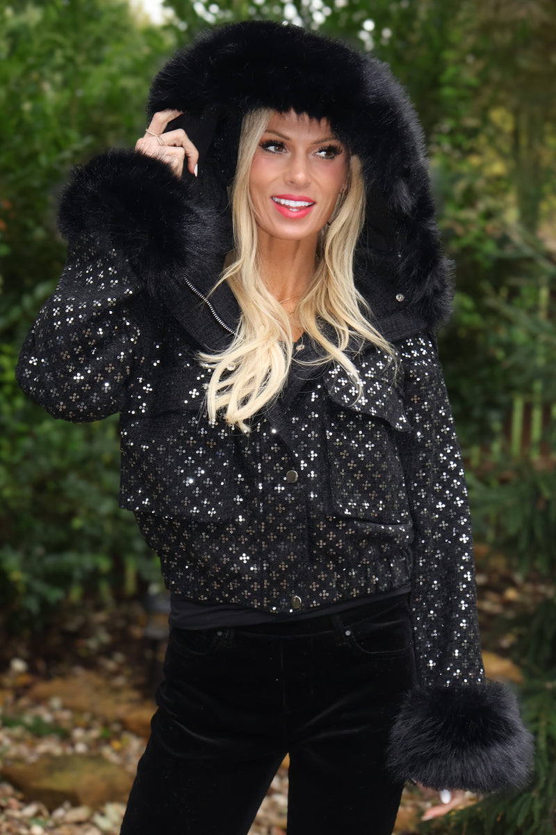 Contessa Sequin Jacket : Black