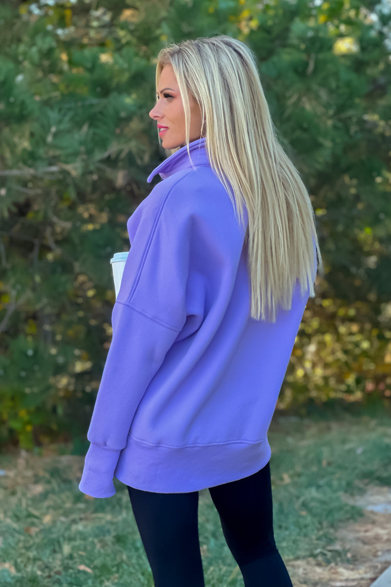 Willa Weekend Getaway Soft Long Pullover : Lavender