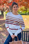 Cheyenne Striped Knitted Top : Rust/Brown