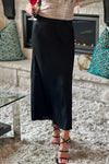 Empire State Satin Long Skirt : Black