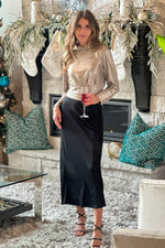 Empire State Satin Long Skirt : Black