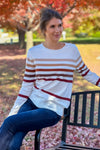 Cheyenne Striped Knitted Top : Rust/Brown