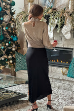 Empire State Satin Long Skirt : Black