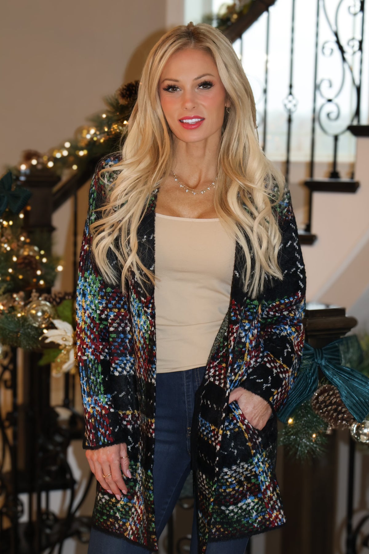 Liverpool Beryl Sweater Coat : Black Multi