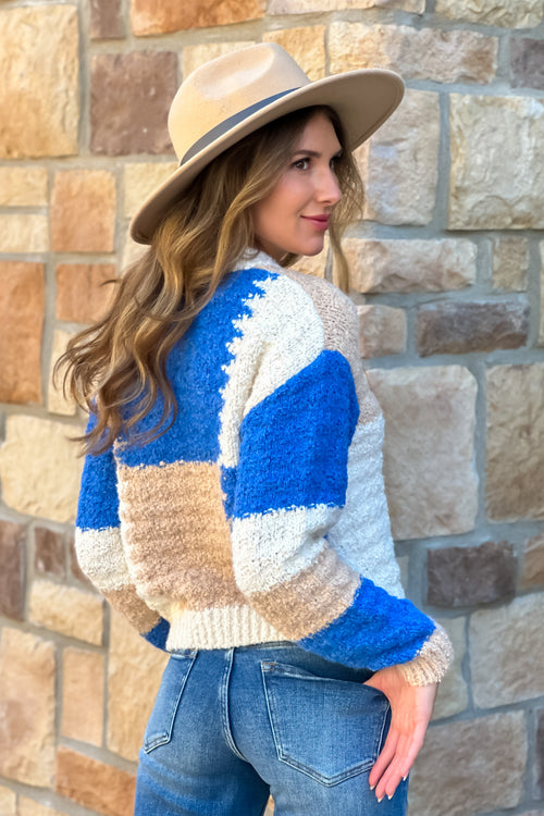 Rennae Colorblock Crew Sweater : Blue Multi