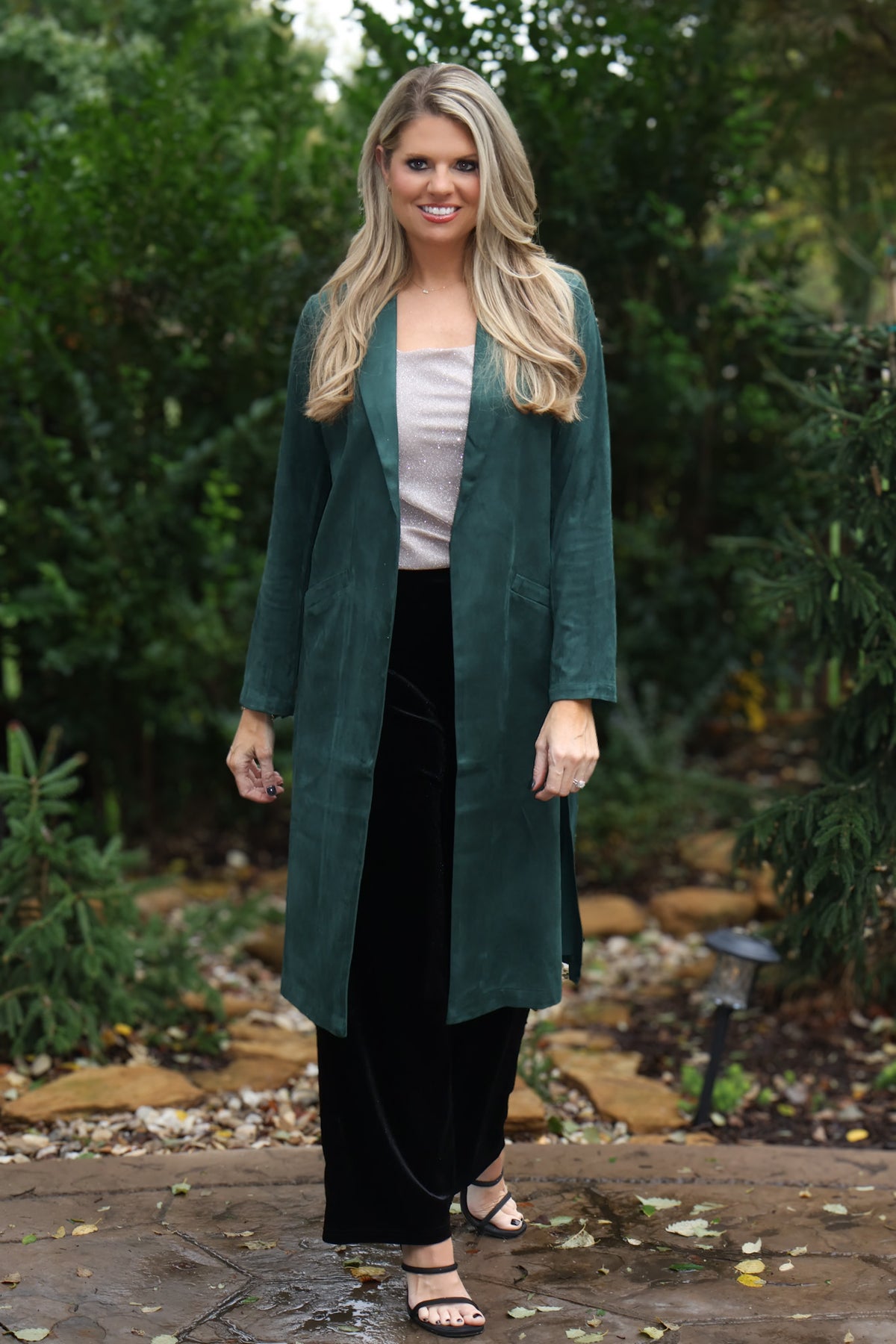 Paulette Faux Suede Coat : Hunter Green