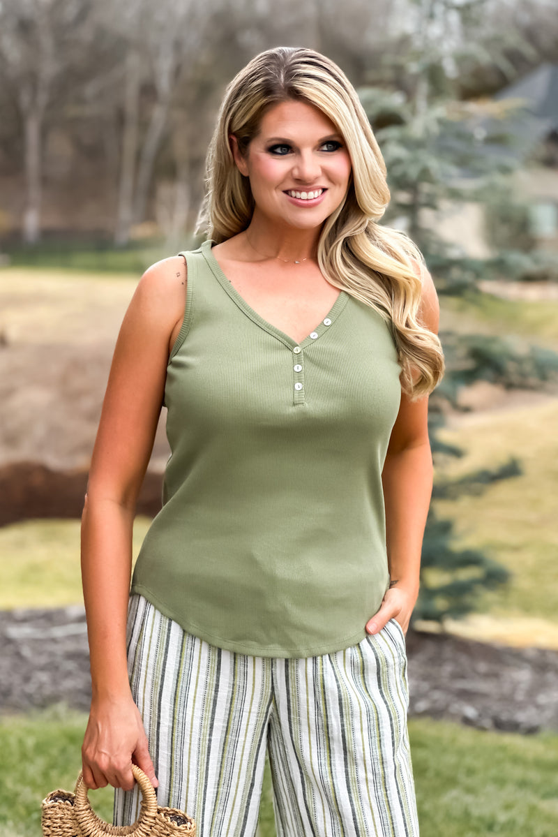Tribal Lindsay Henley Tank : Cactus