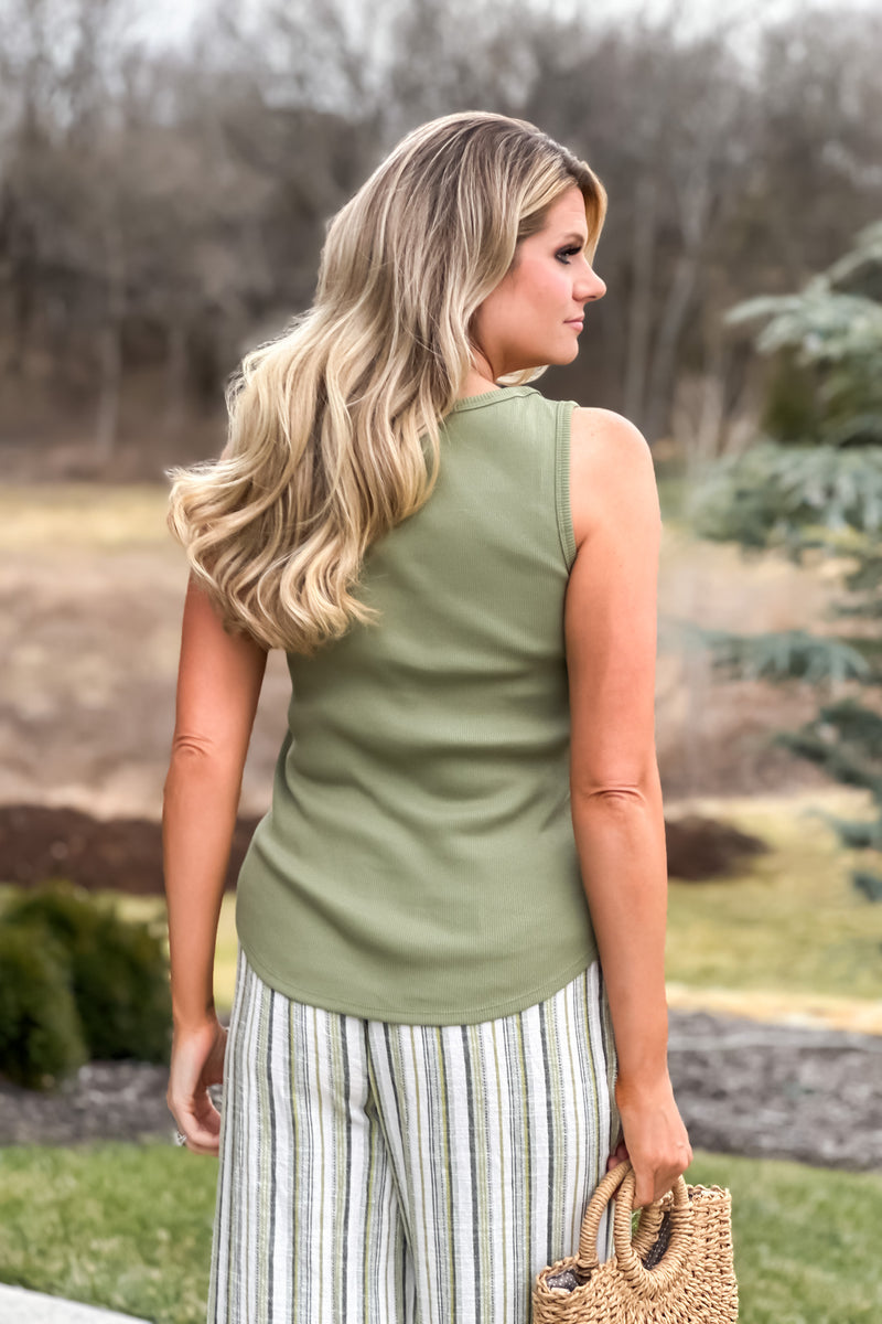 Tribal Lindsay Henley Tank : Cactus
