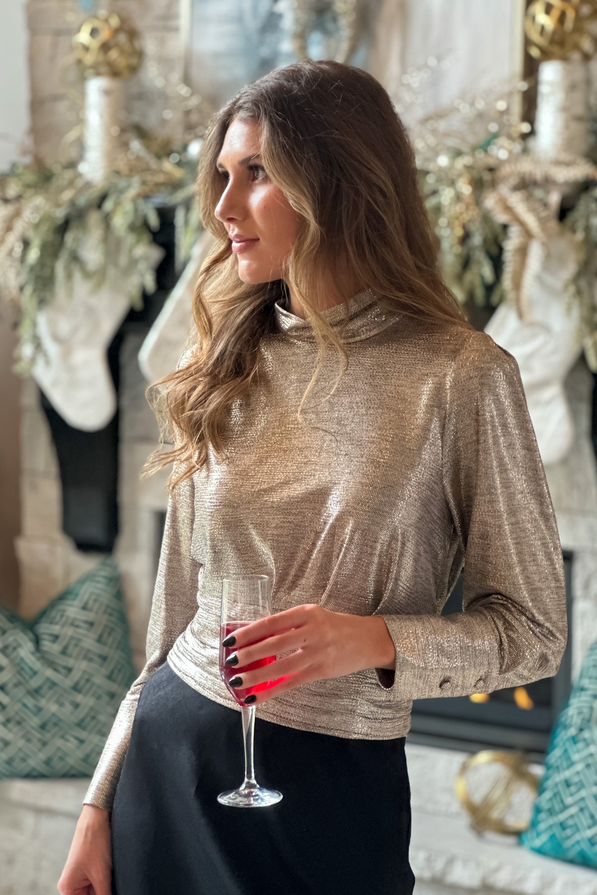 Midnight Queen Metallic Blouse : Gold