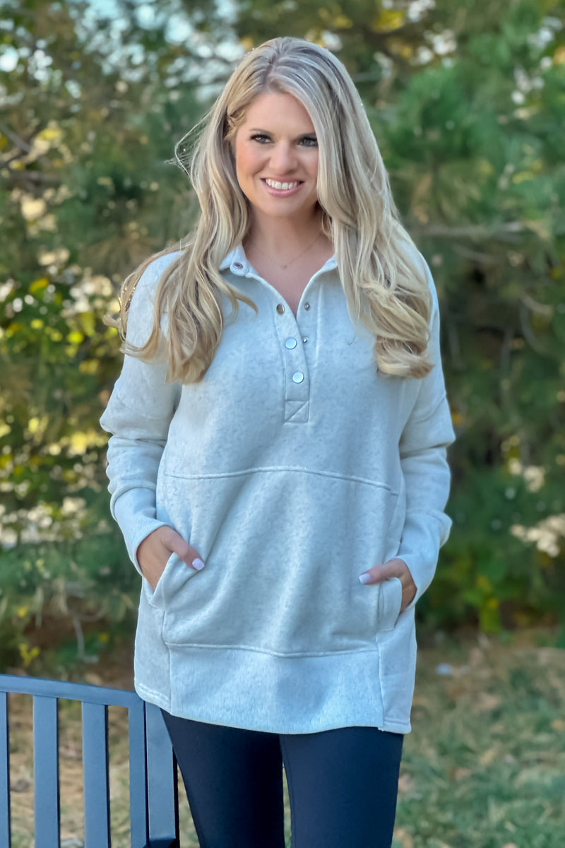 Willa Weekend Getaway Soft Long Pullover : Oatmeal