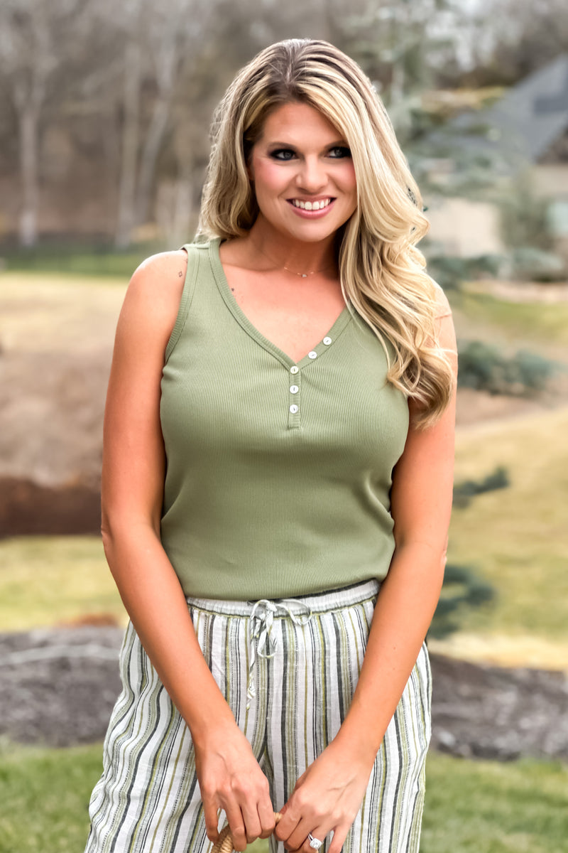 Tribal Lindsay Henley Tank : Cactus