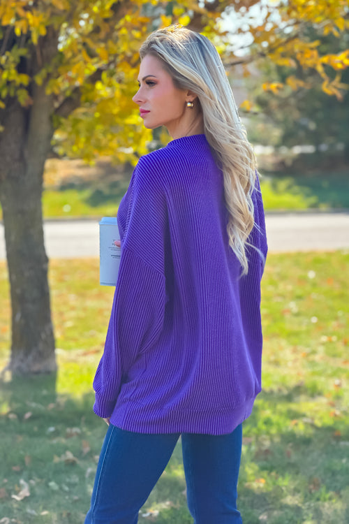 Henlee Ribbed Crew Neck Shirt : Plum