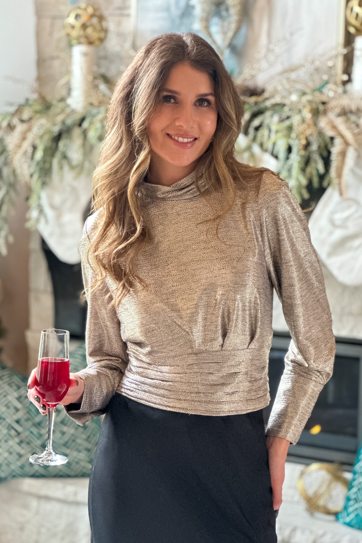Midnight Queen Metallic Blouse : Gold