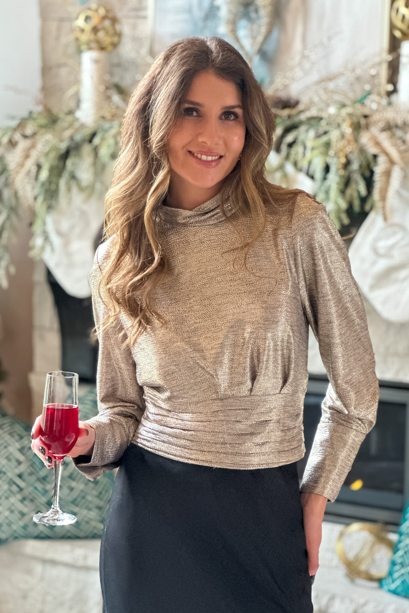 Midnight Queen Metallic Blouse : Gold