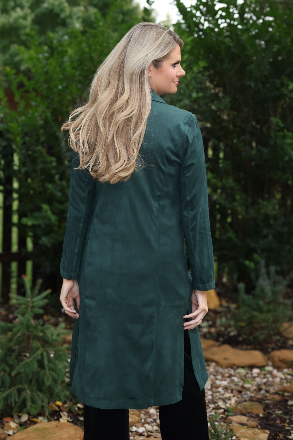 Paulette Faux Suede Coat : Hunter Green