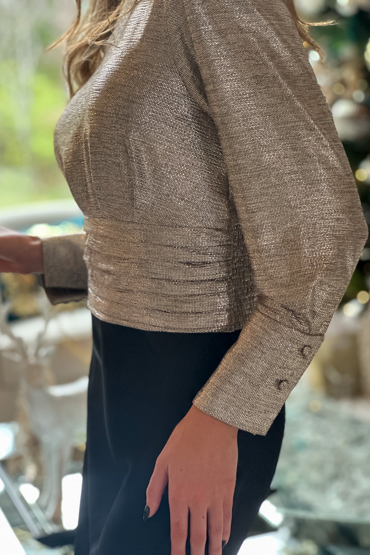 Midnight Queen Metallic Blouse : Gold