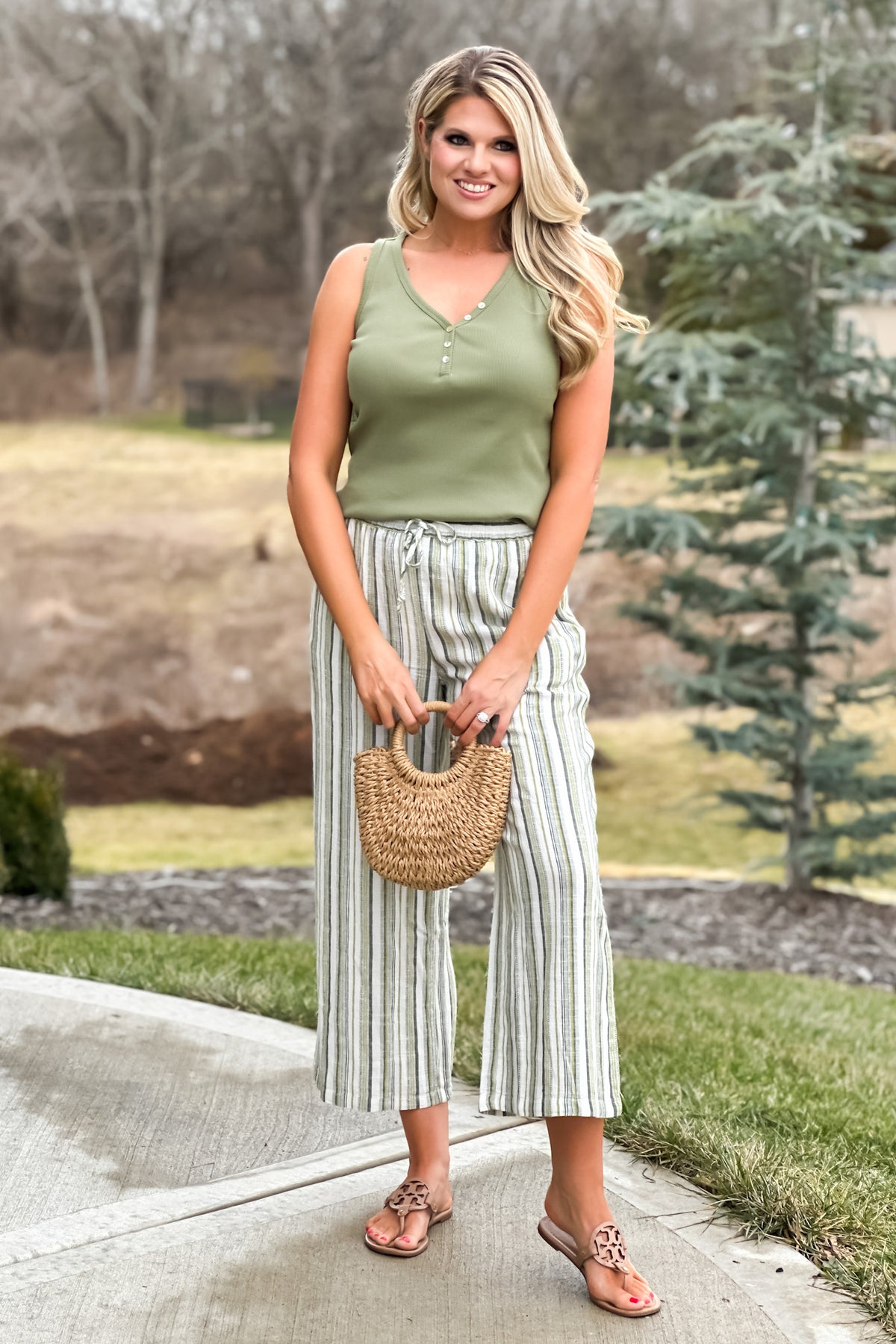 Tribal Lindsay Henley Tank : Cactus