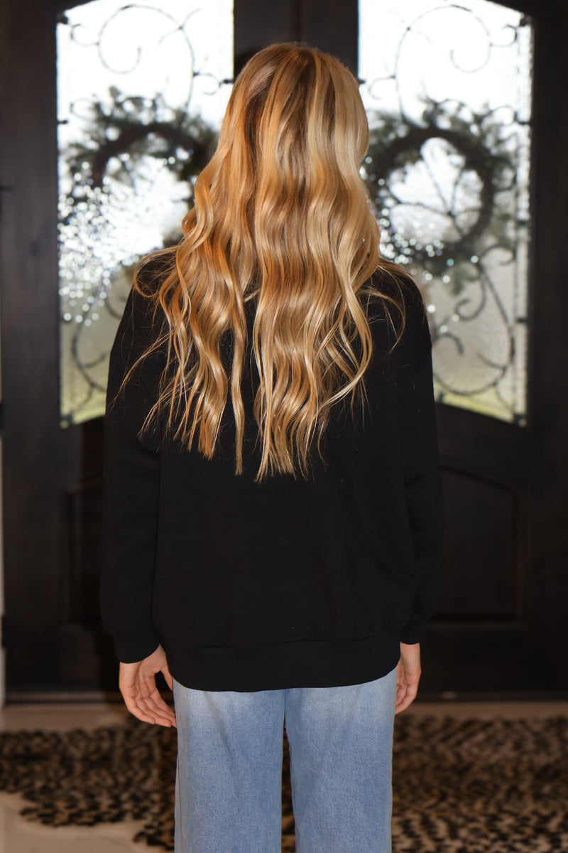 Atlas Long Sleeve Front Pockets Pullover : Black