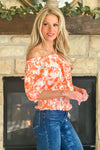 Charmane Double Gauze Printed Top : Orange