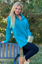 Willa Weekend Getaway Soft Long Pullover : Teal